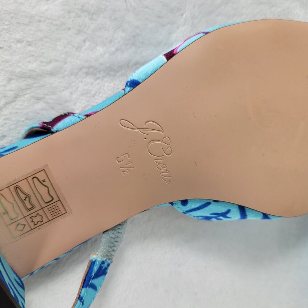 J.Crew Floral Slingback Heels Blue Purple Fabric Pumps Pointed Toe | 5.5 - Picture 15 of 15